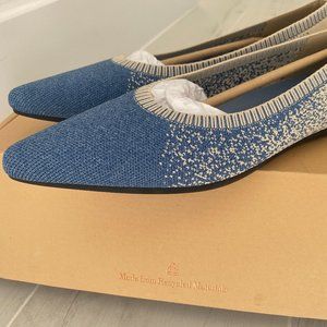NEW: Vivaia Starry Blue Pointed Toe Ballet Flats - Never Worn